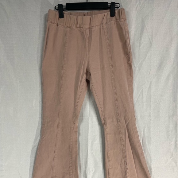 Pale pink pull on stretchy corduroy flare jeans, or dress flare pant size large - Picture 2 of 4